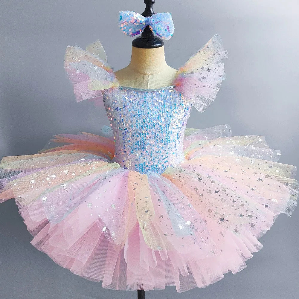 Stage Costumes Performance Party Princess Summer Leotards for Girls Ballet Dress Tutu Children Clothing Dance Wear Kids Clothes