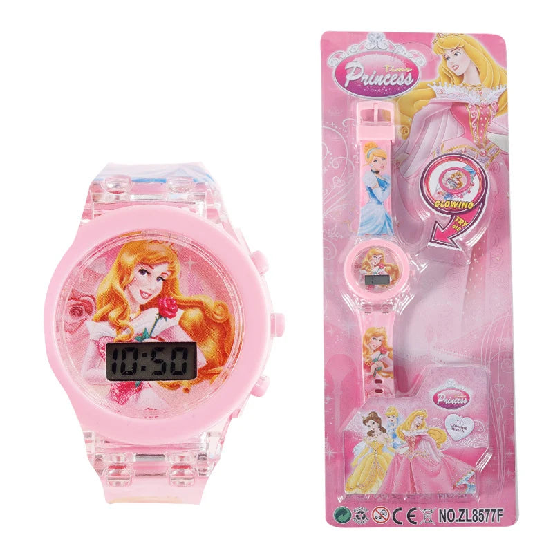 Flash Light Frozen Mickey Kids Watches For Girls Cartoon Spiderman Children Watch Boys School Student Digitel Clock Gifts