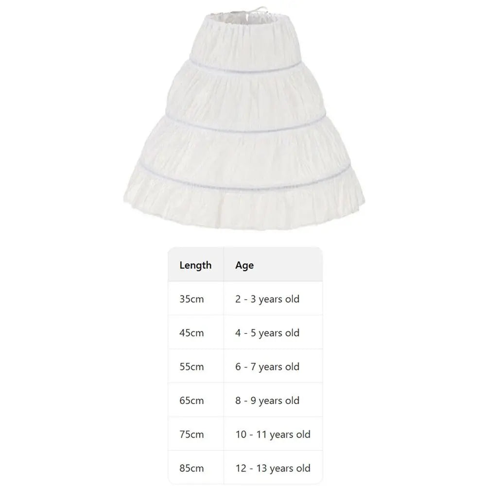 Fashion White Lace Children Skirt Petticoat 3 Hoops Adjustable Princess Skirt Tutu Skirt Steel Ring Crinoline Skirt Kids Girls