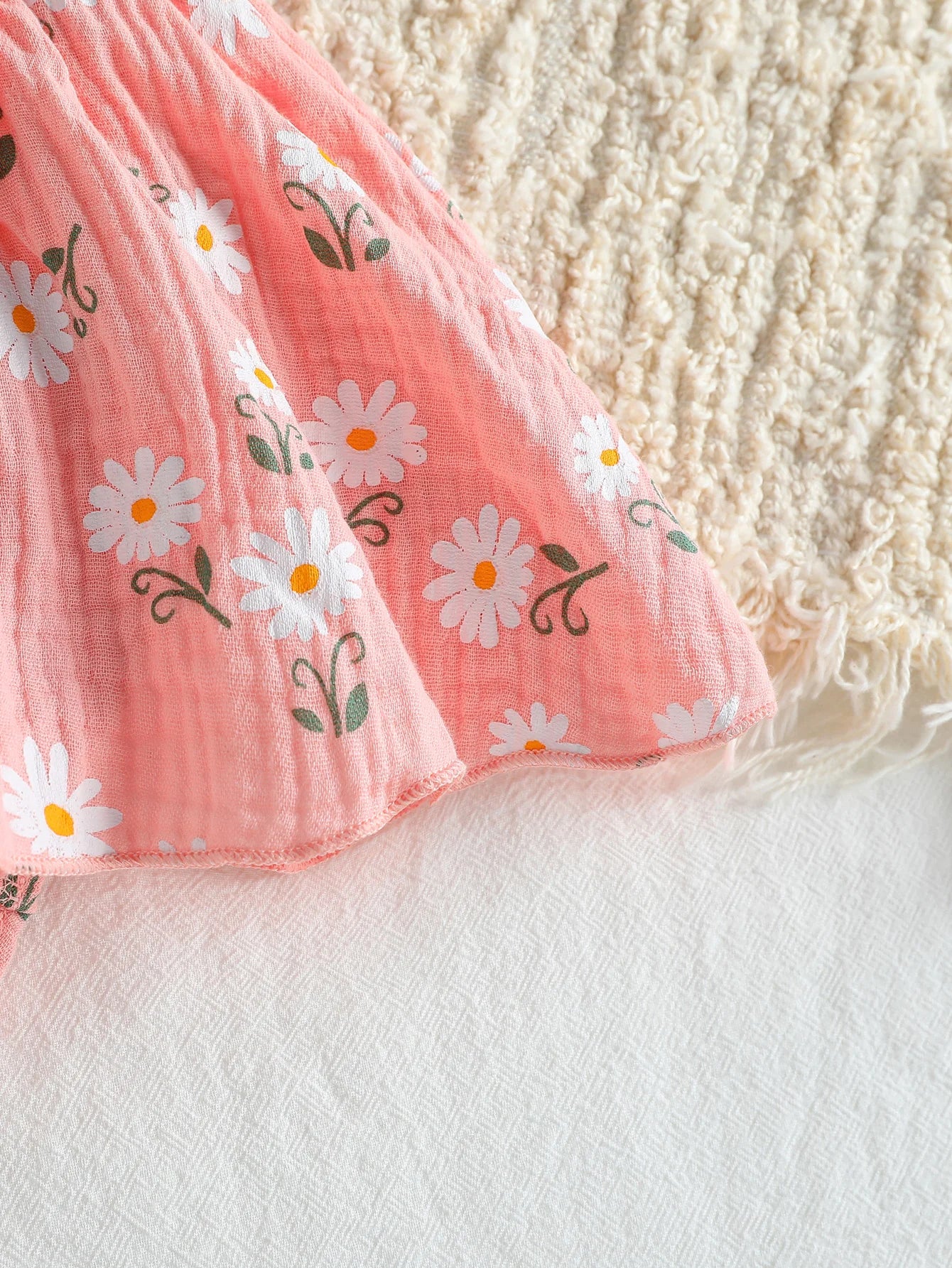 Summer Newborn Soft Cotton Pink Baby Girls Rompers Dress Daisy Print Short Sleeve Jumpsuits Clothes Bodysuits +Headband
