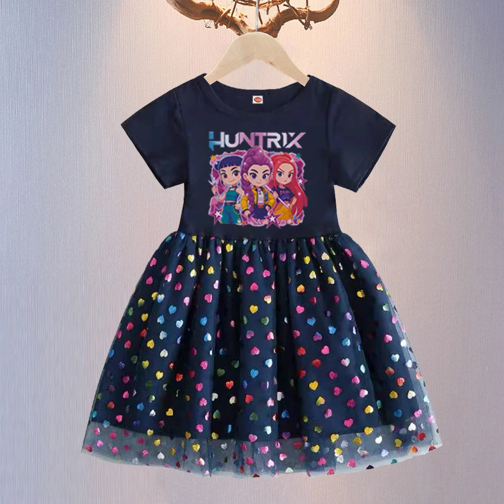 Kpop Demon Hunters Kids Clothes Summer Short sleeves Girls Dress Fashion Children Princess Dresses Baby Girl Cute Birthday Party