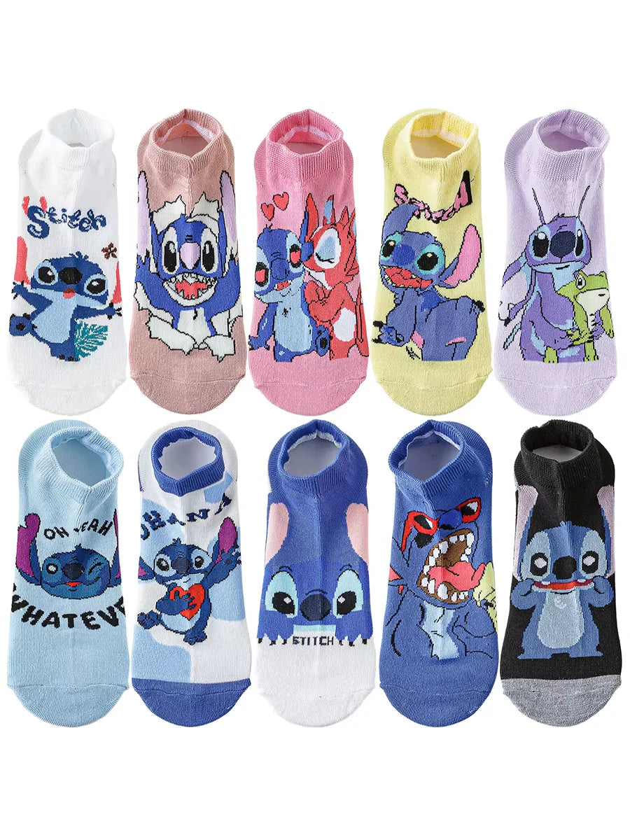 Disney 10Pairs socks Cartoon Anime Socks Fashion Novelty short boat Socks