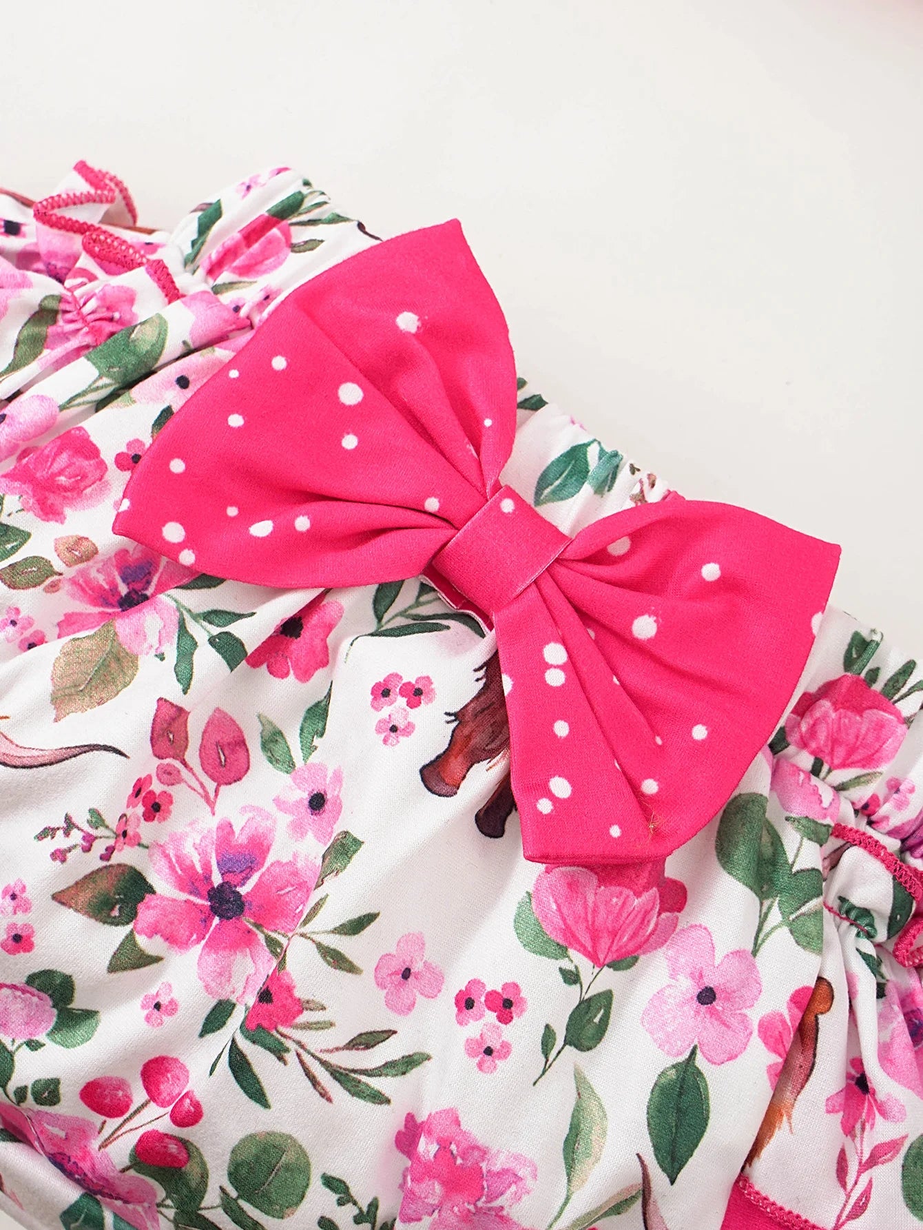 Cute Casual Floral Butterfly Headband Short-Sleeve Romper and Triangle Shorts 3-Piece Set for Babies and Toddlers