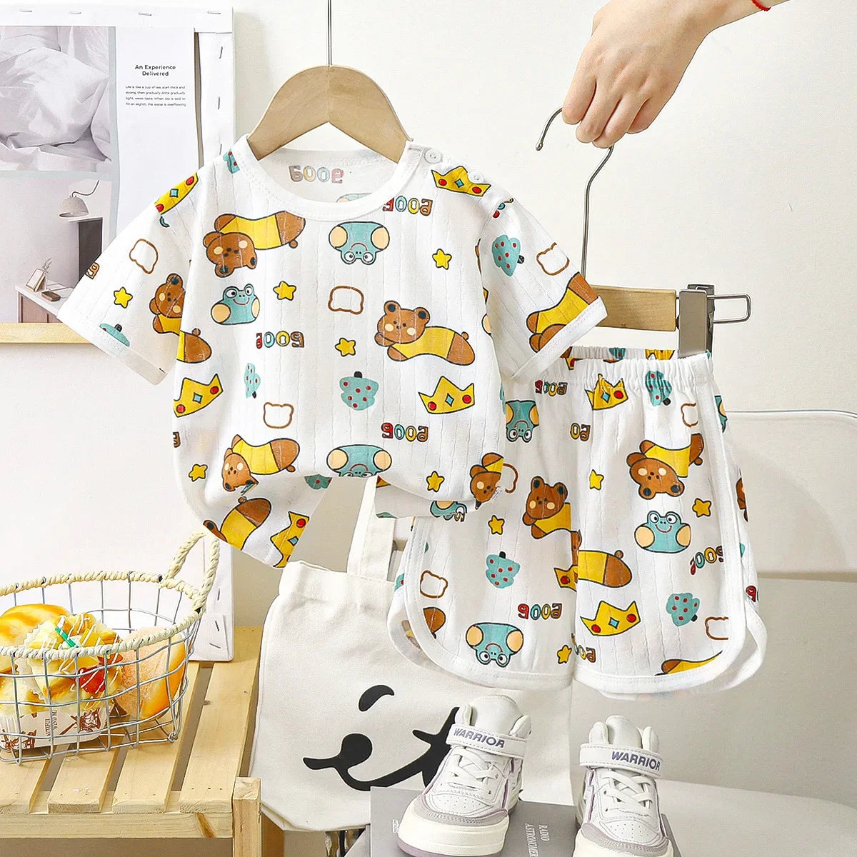 Summer Cotton Baby Children's Clothing Set for Boys and Girls T-shirt and Shorts Toddler Suit