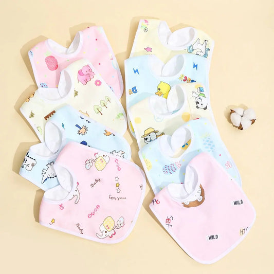 Random 4/6/8/10PCS Baby Bibs Cotton Waterproof Bib Children Feeding Clothes Protection Kids Toddler Scarf for Newborns Boys Girl
