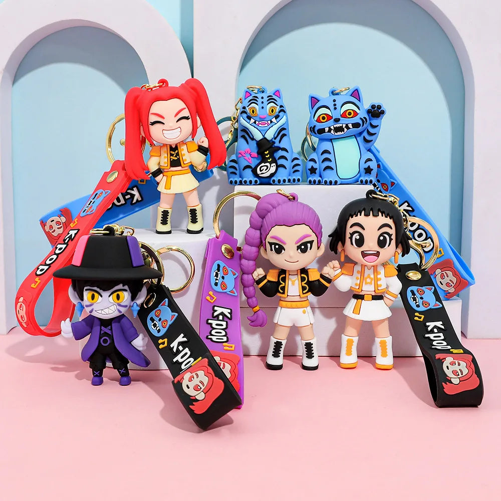 New K-POP Demon Hunting 6th Generation Girl Group Keychain Pendant Cartoon Anime High-Value Bag Accessories Holiday Gifts