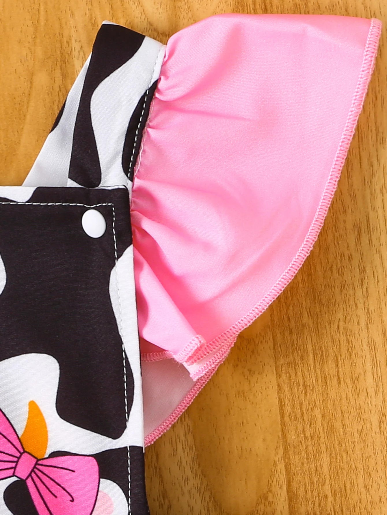 Baby Girl Cow Print Romper Set, Ruffled Sling Bodysuit with Pink Bow Headband, Cute Animal Infant Outfit