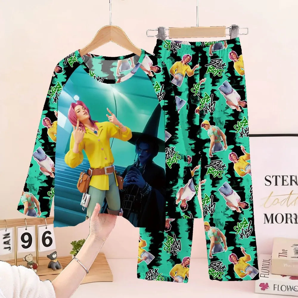 Toddler Girl Pajamas 2PC Set Kids 3 to 4 5 6 7 8 9 10 11 12 Years Long Sleeve Kpop Demon Hunters Pijama Children's Clothing