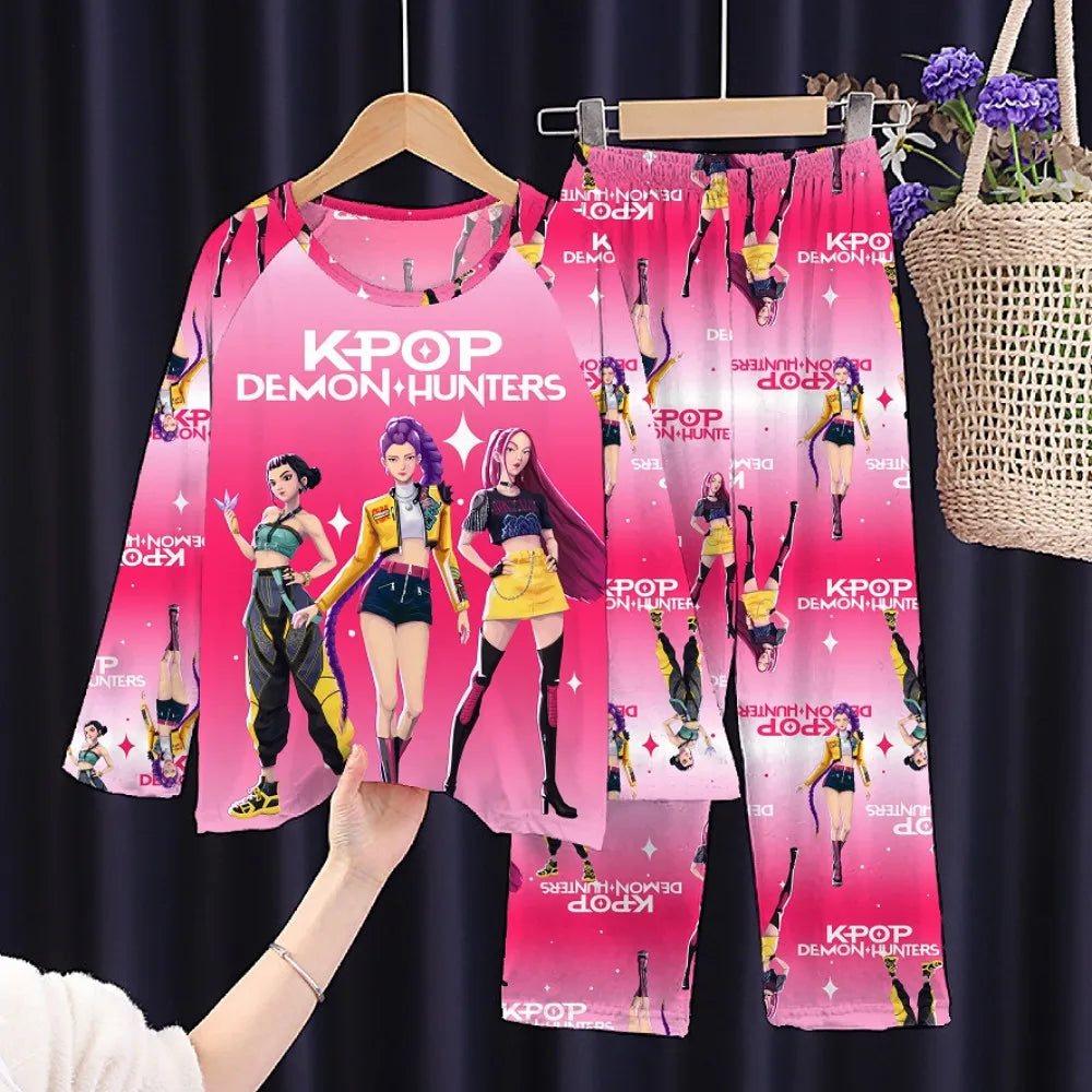 Toddler Girl Pajamas 2PC Set Kids 3 to 4 5 6 7 8 9 10 11 12 Years Long Sleeve Kpop Demon Hunters Pijama Children's Clothing