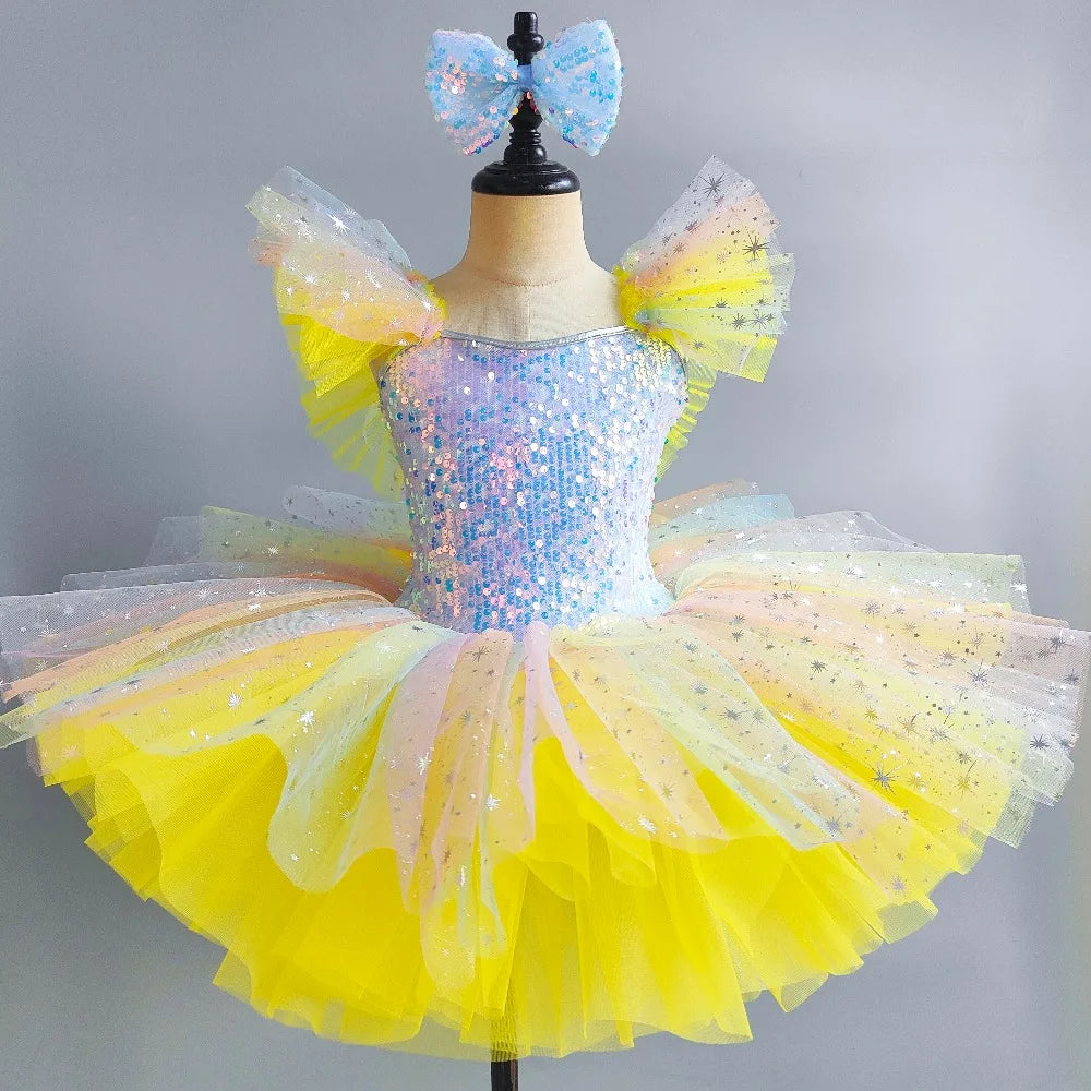Stage Costumes Performance Party Princess Summer Leotards for Girls Ballet Dress Tutu Children Clothing Dance Wear Kids Clothes