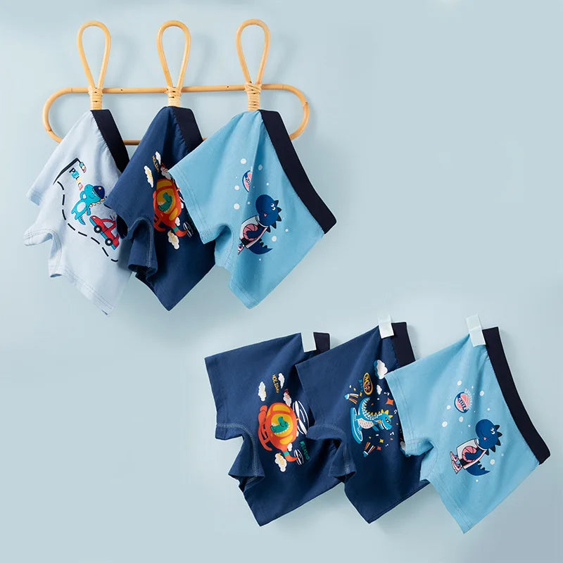 Children's Underwear Boys Panties Underpants Dinosaurs Helicopters Cars Cotton Breathable Kids Shorts Boy Boxer Briefs