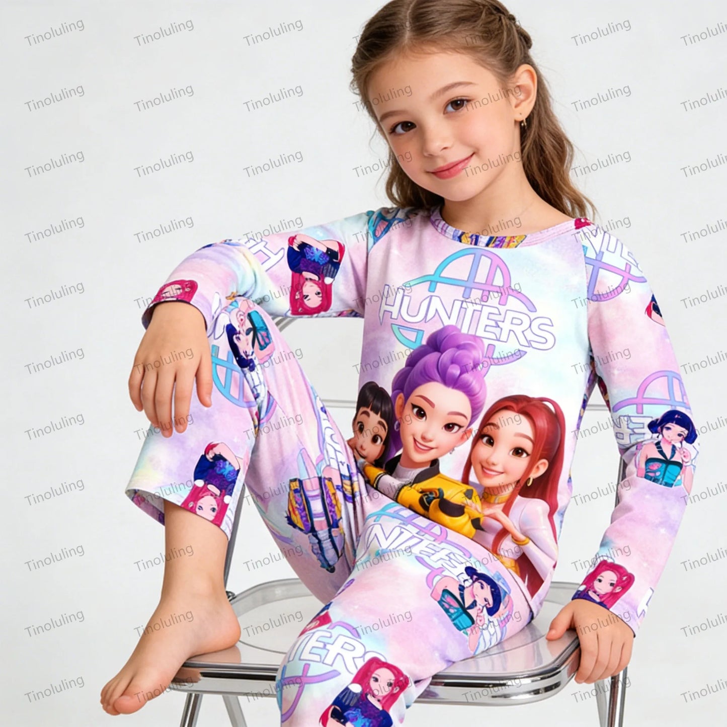 Toddler Girl Pajamas 2PC Set Kids 3 to 4 5 6 7 8 9 10 11 12 Years Long Sleeve Kpop Demon Hunters Pijama Children's Clothing