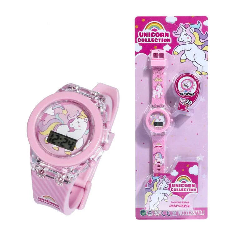 Flash Light Frozen Mickey Kids Watches For Girls Cartoon Spiderman Children Watch Boys School Student Digitel Clock Gifts