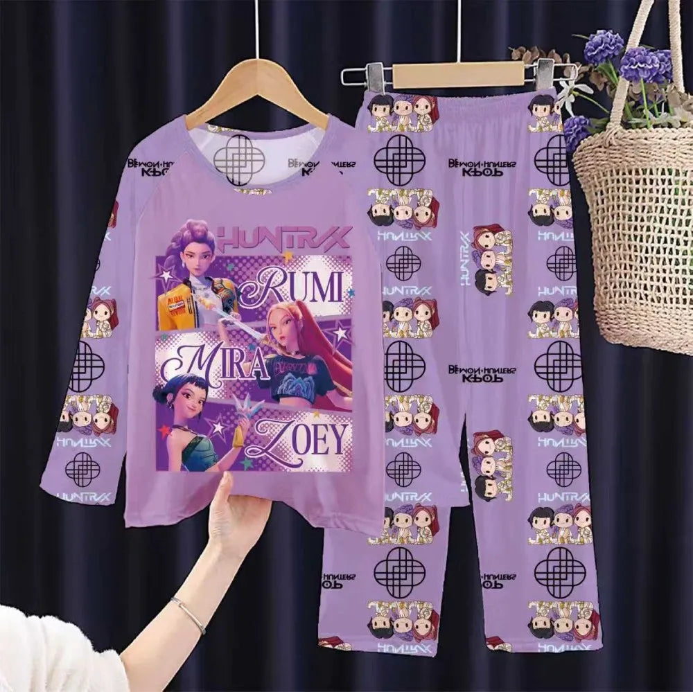 Toddler Girl Pajamas 2PC Set Kids 3 to 4 5 6 7 8 9 10 11 12 Years Long Sleeve Kpop Demon Hunters Pijama Children's Clothing