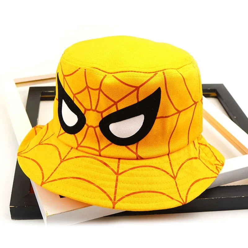 Cosplay Cartoon Spider Bucket Hat for Boy Girl Autumn Baby Fisherman Hat Red Blue  Panama Children Cotton Sun Cap 3-8Y