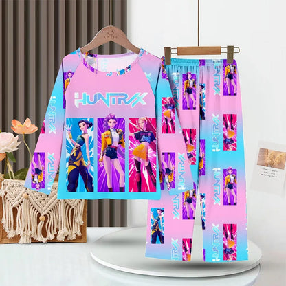 Toddler Girl Pajamas 2PC Set Kids 3 to 4 5 6 7 8 9 10 11 12 Years Long Sleeve Kpop Demon Hunters Pijama Children's Clothing