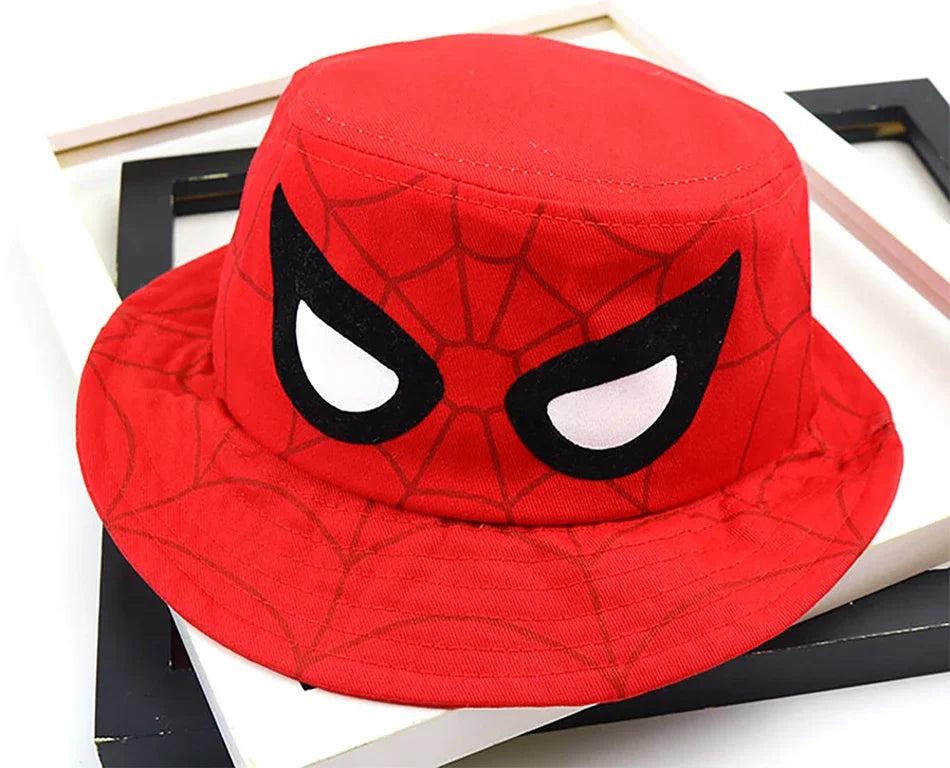 Cosplay Cartoon Spider Bucket Hat for Boy Girl Autumn Baby Fisherman Hat Red Blue  Panama Children Cotton Sun Cap 3-8Y