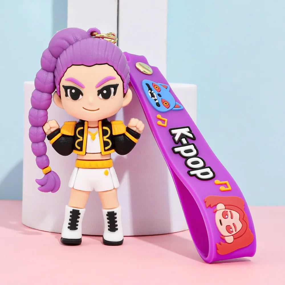 New K-POP Demon Hunting 6th Generation Girl Group Keychain Pendant Cartoon Anime High-Value Bag Accessories Holiday Gifts
