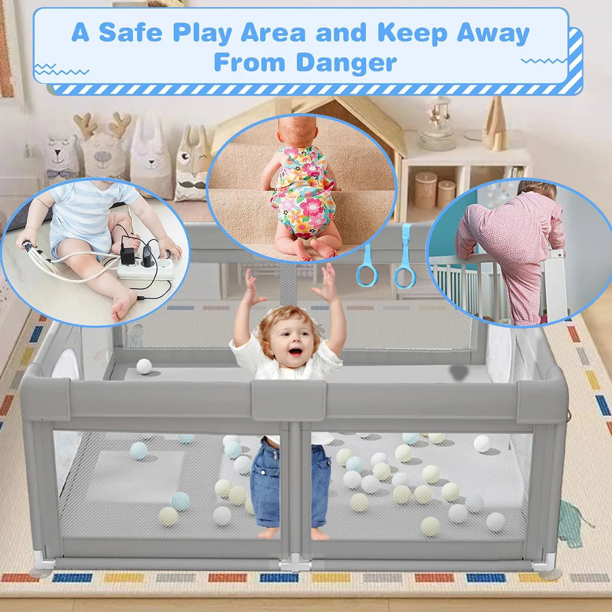 Baby Playpen for Children Play Area Baby Playground 6 Month~6 Years Old Kids Ball Pit Playpen Indoor Baby Safety Fence