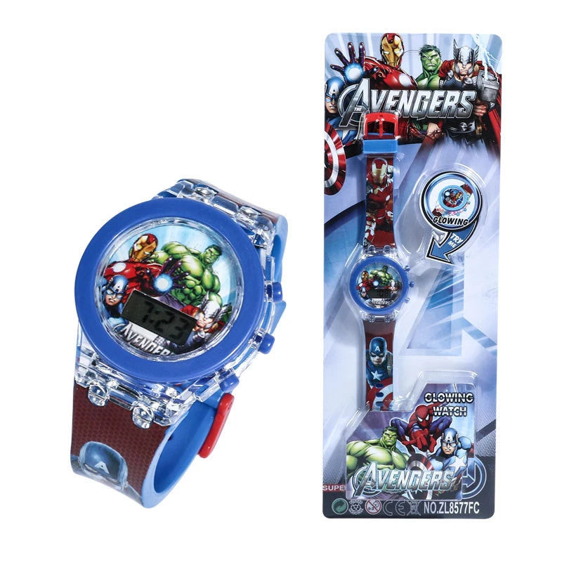 Flash Light Frozen Mickey Kids Watches For Girls Cartoon Spiderman Children Watch Boys School Student Digitel Clock Gifts