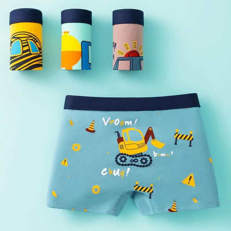 Children Panties Cotton Underwear For Boys 3-14 Years Breathable Kids Underpants Cars Patterns Cartoon Boy Boxer Brief
