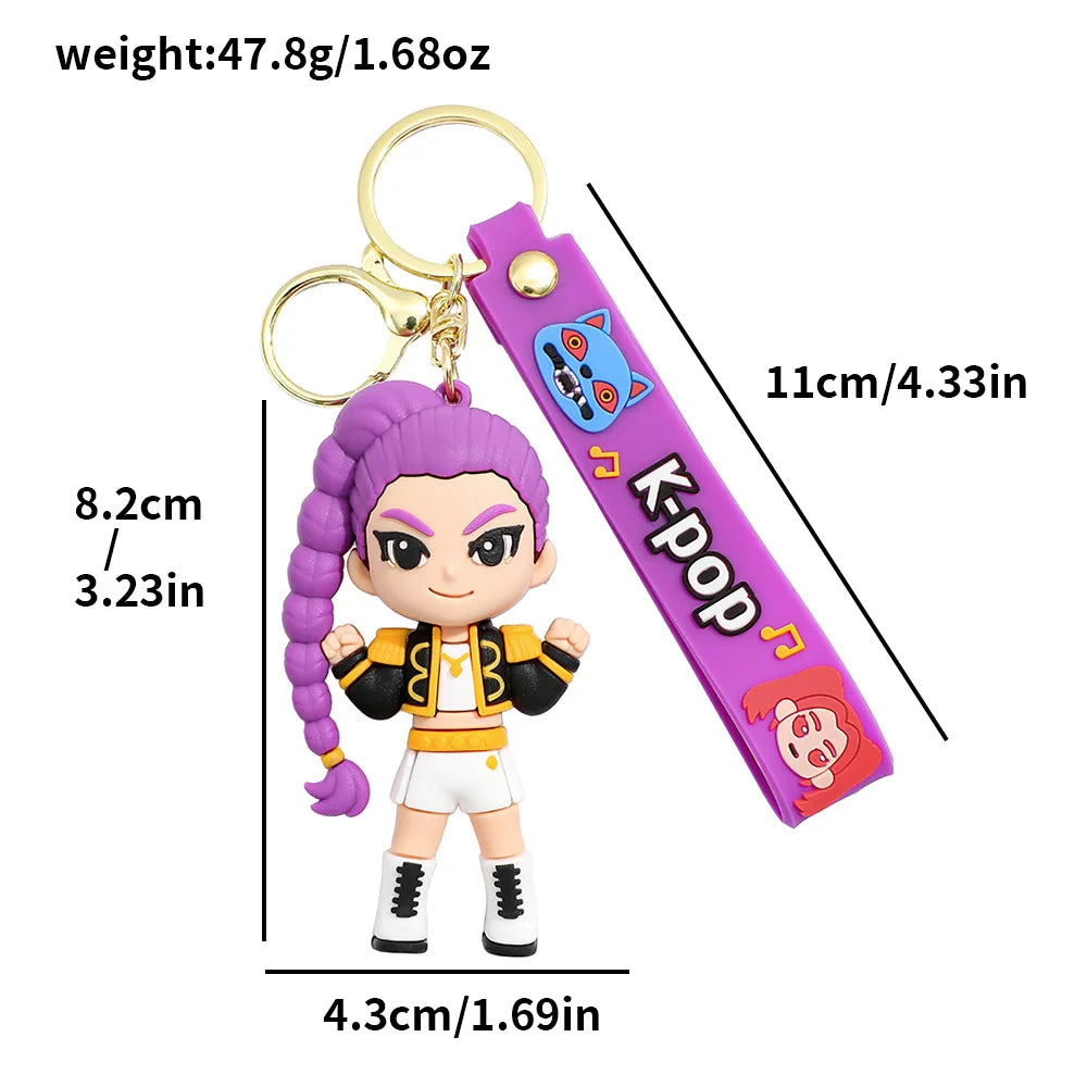 New K-POP Demon Hunting 6th Generation Girl Group Keychain Pendant Cartoon Anime High-Value Bag Accessories Holiday Gifts