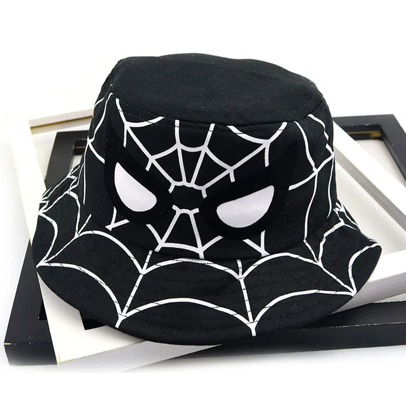 Cosplay Cartoon Spider Bucket Hat for Boy Girl Autumn Baby Fisherman Hat Red Blue  Panama Children Cotton Sun Cap 3-8Y