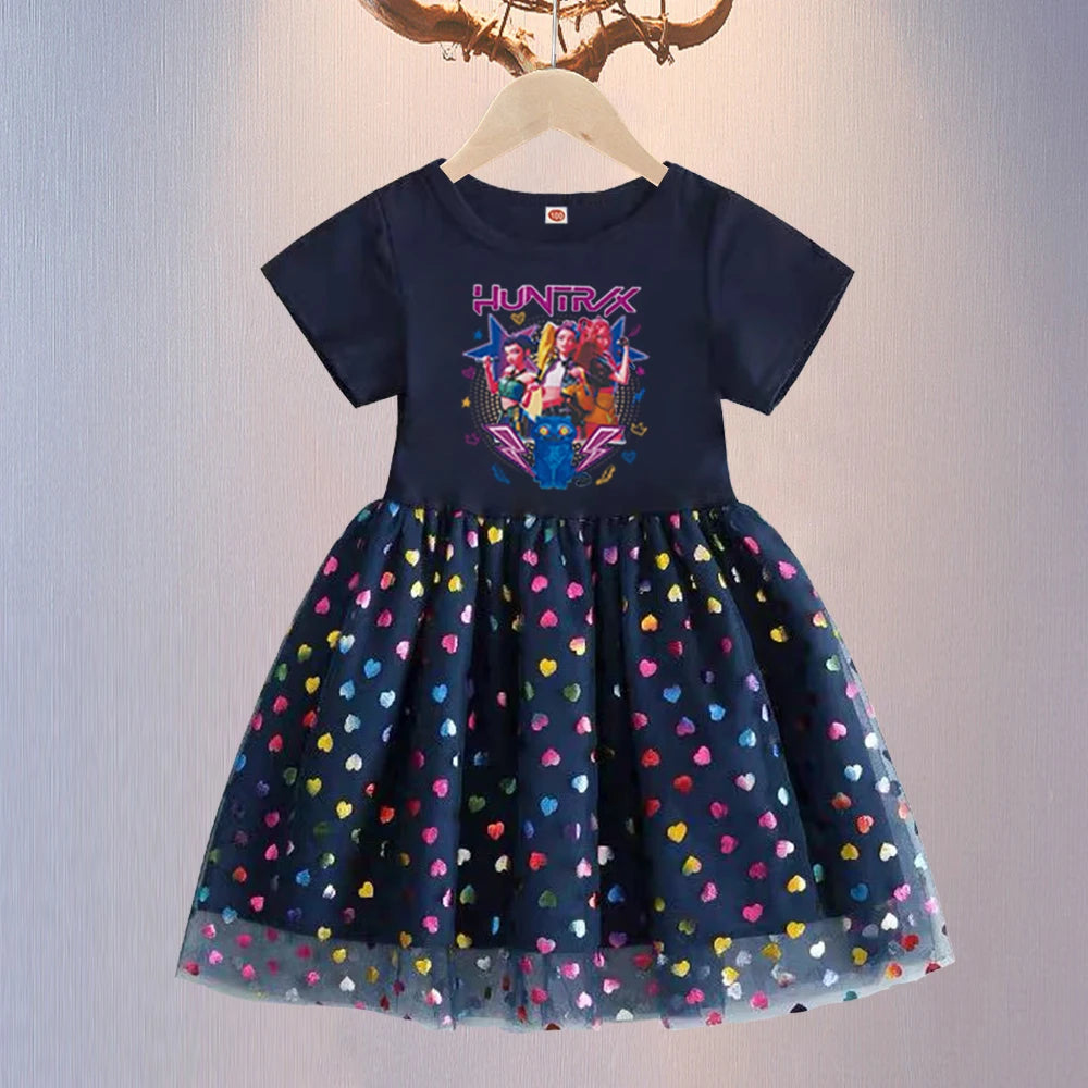 Kpop Demon Hunters Kids Clothes Summer Short sleeves Girls Dress Fashion Children Princess Dresses Baby Girl Cute Birthday Party