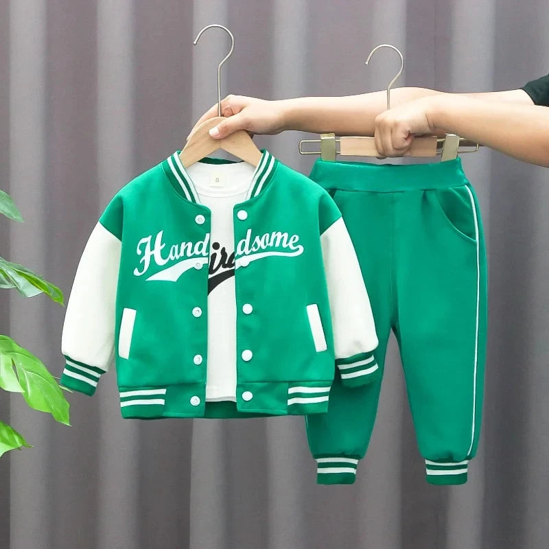Baby Baseball Clothing Suit Boys Girls Casual Sports Sets 3 Pcs Coat Pants tripartite Spring Autumn Thin Baby Tracksuit Outfits