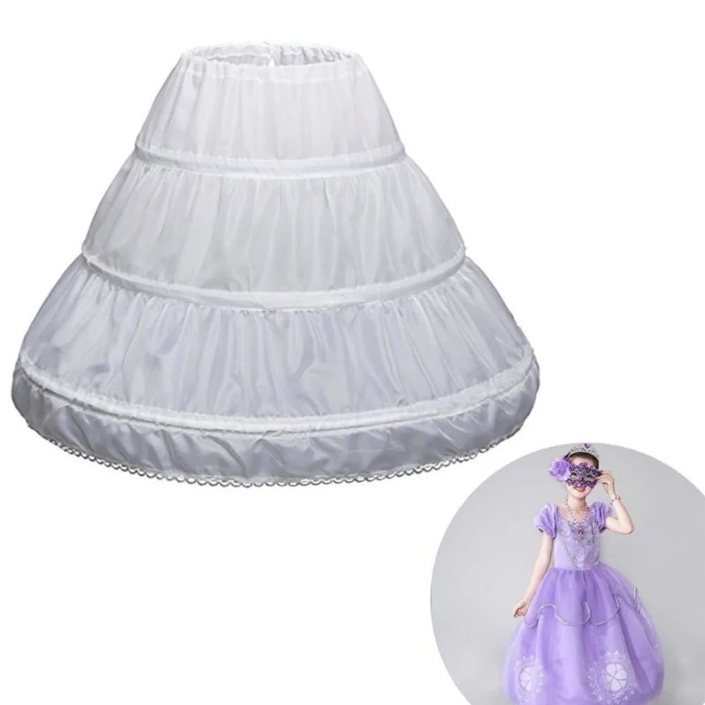 Fashion White Lace Children Skirt Petticoat 3 Hoops Adjustable Princess Skirt Tutu Skirt Steel Ring Crinoline Skirt Kids Girls
