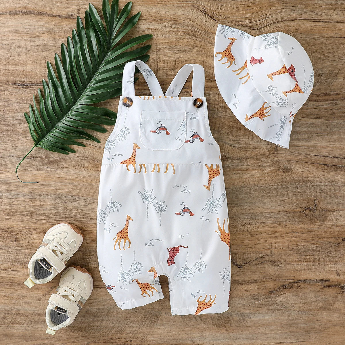Baby Boys Summer Sleeveles Jumpsuit Cartoon Animal For 1-3Y Bobysuit Clothing Casual Fashion overalls Clothes +Hat