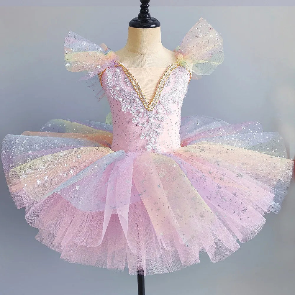 Stage Costumes Performance Party Princess Summer Leotards for Girls Ballet Dress Tutu Children Clothing Dance Wear Kids Clothes