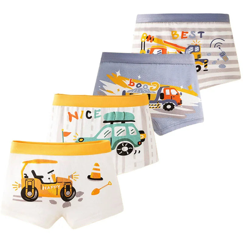 Children Panties Cotton Underwear For Boys 3-14 Years Breathable Kids Underpants Cars Patterns Cartoon Boy Boxer Brief