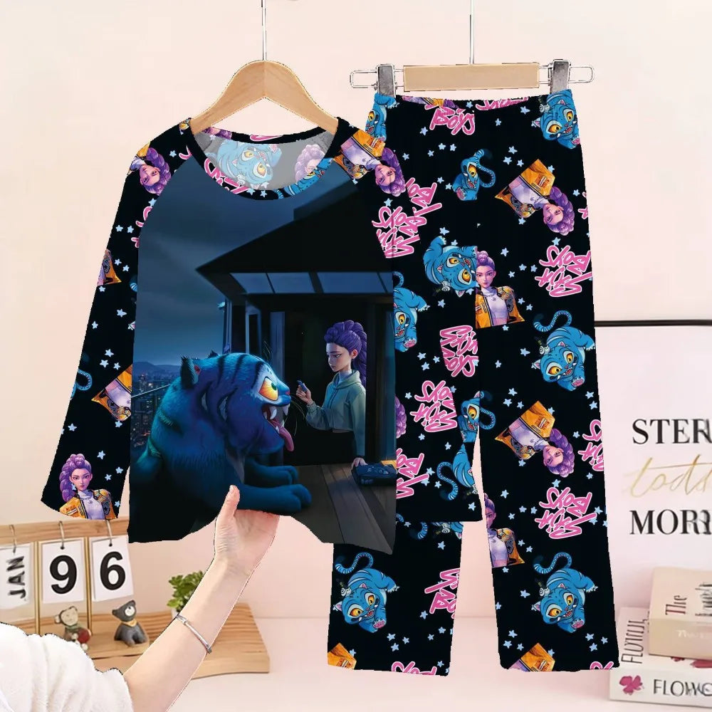 Toddler Girl Pajamas 2PC Set Kids 3 to 4 5 6 7 8 9 10 11 12 Years Long Sleeve Kpop Demon Hunters Pijama Children's Clothing