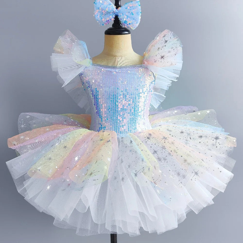 Stage Costumes Performance Party Princess Summer Leotards for Girls Ballet Dress Tutu Children Clothing Dance Wear Kids Clothes