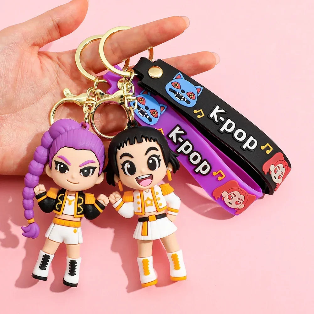 New K-POP Demon Hunting 6th Generation Girl Group Keychain Pendant Cartoon Anime High-Value Bag Accessories Holiday Gifts