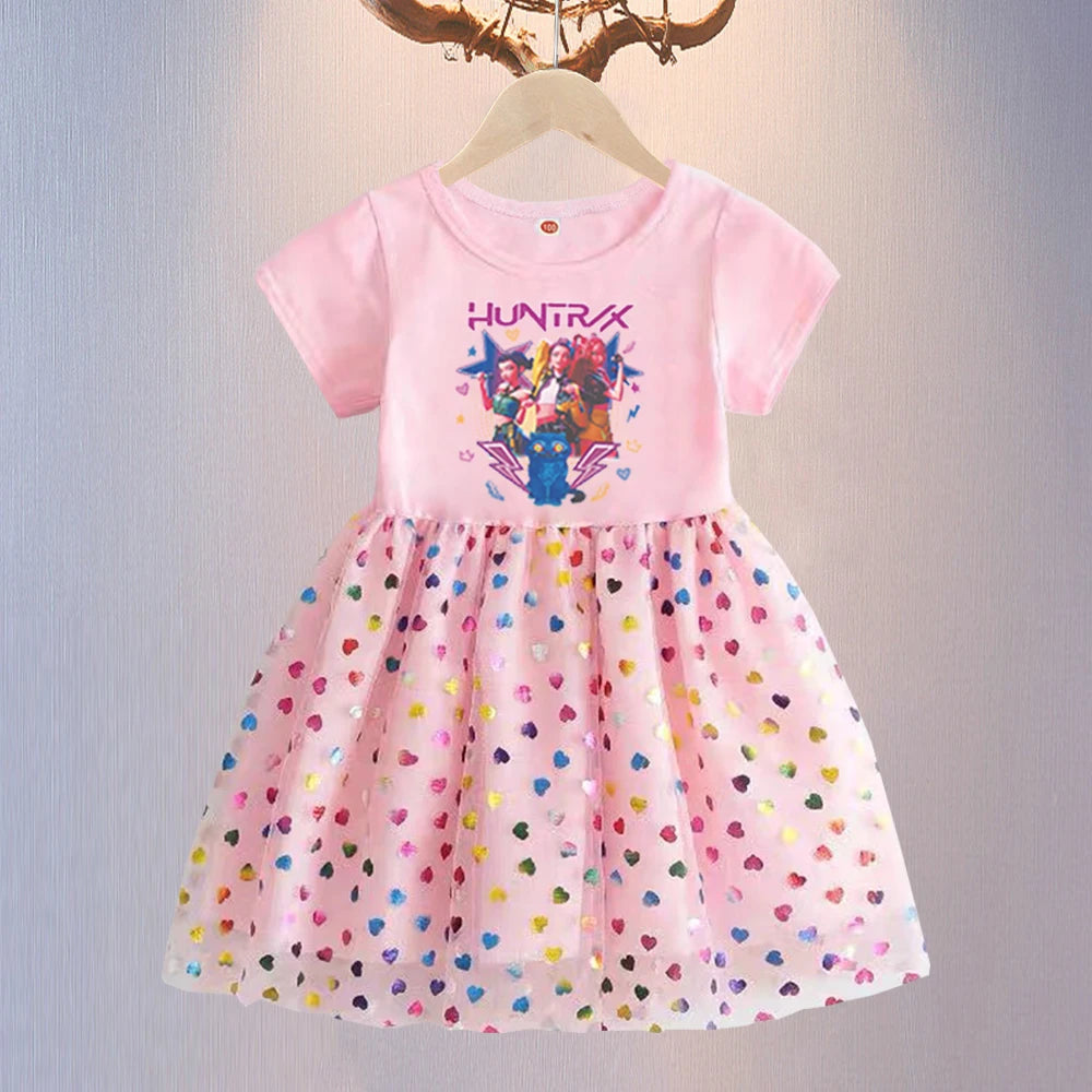 Kpop Demon Hunters Kids Clothes Summer Short sleeves Girls Dress Fashion Children Princess Dresses Baby Girl Cute Birthday Party