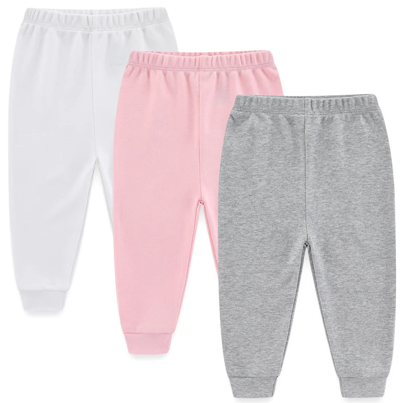 Solid Color 3PCS Cotton Baby Boy Pants 0-24M Newborn Baby Girl Trousers Soft Baby Underwear