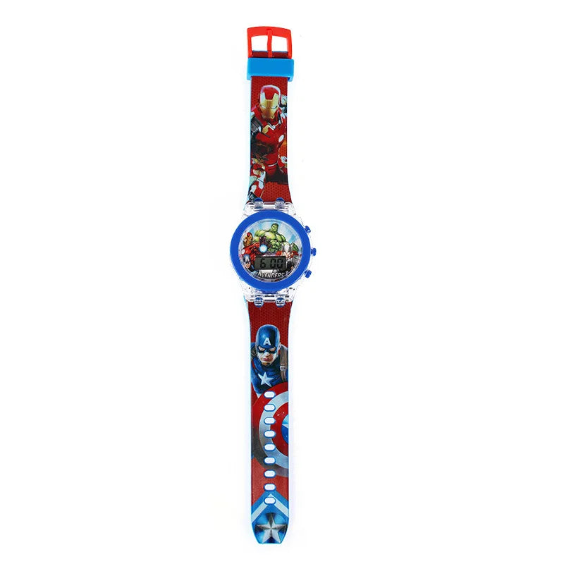 Flash Light Frozen Mickey Kids Watches For Girls Cartoon Spiderman Children Watch Boys School Student Digitel Clock Gifts
