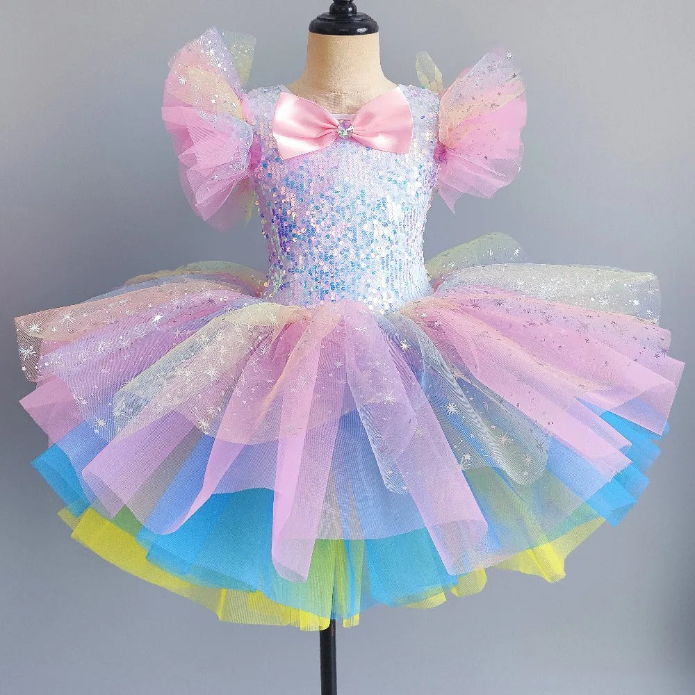 Stage Costumes Performance Party Princess Summer Leotards for Girls Ballet Dress Tutu Children Clothing Dance Wear Kids Clothes