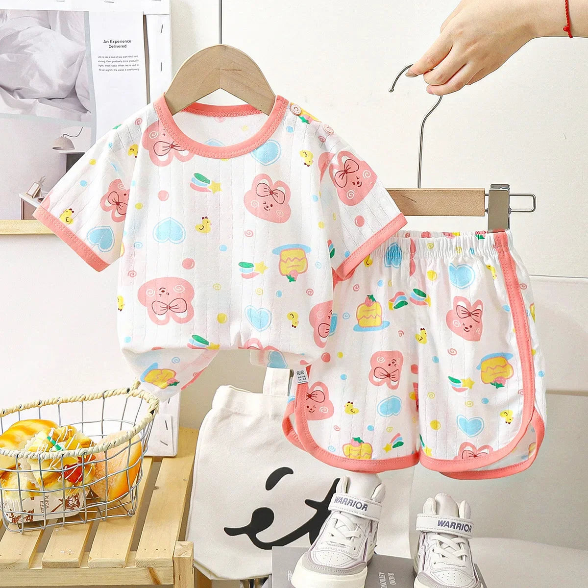 Summer Cotton Baby Children's Clothing Set for Boys and Girls T-shirt and Shorts Toddler Suit