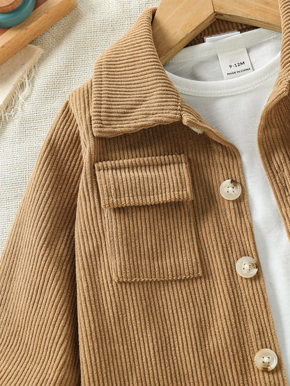 Baby Clothing Solid Set Autumn Winter New Baby Boy's Long Sleeve Suit Shirt Coat+Pant Cool 3-24M Two-piece ClothesSet