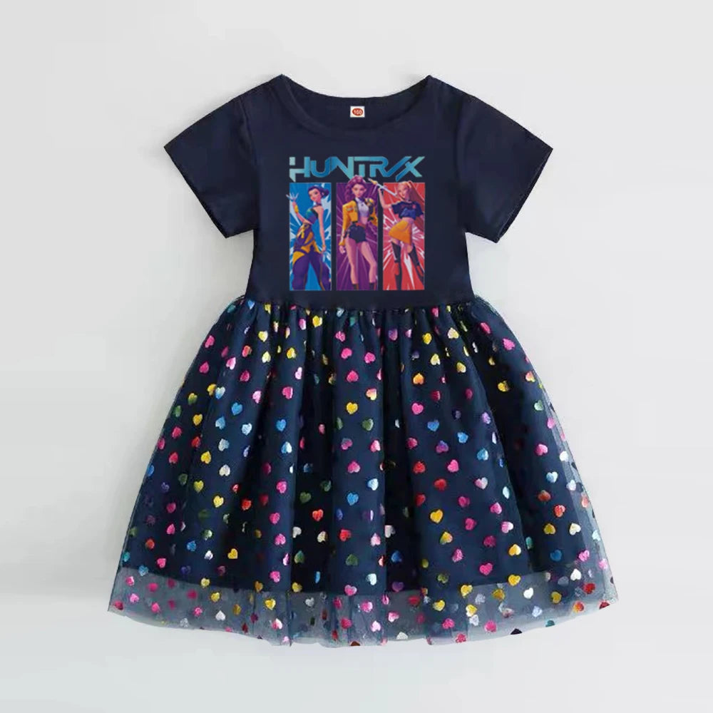 Kpop Demon Hunters Kids Clothes Summer Short sleeves Girls Dress Fashion Children Princess Dresses Baby Girl Cute Birthday Party