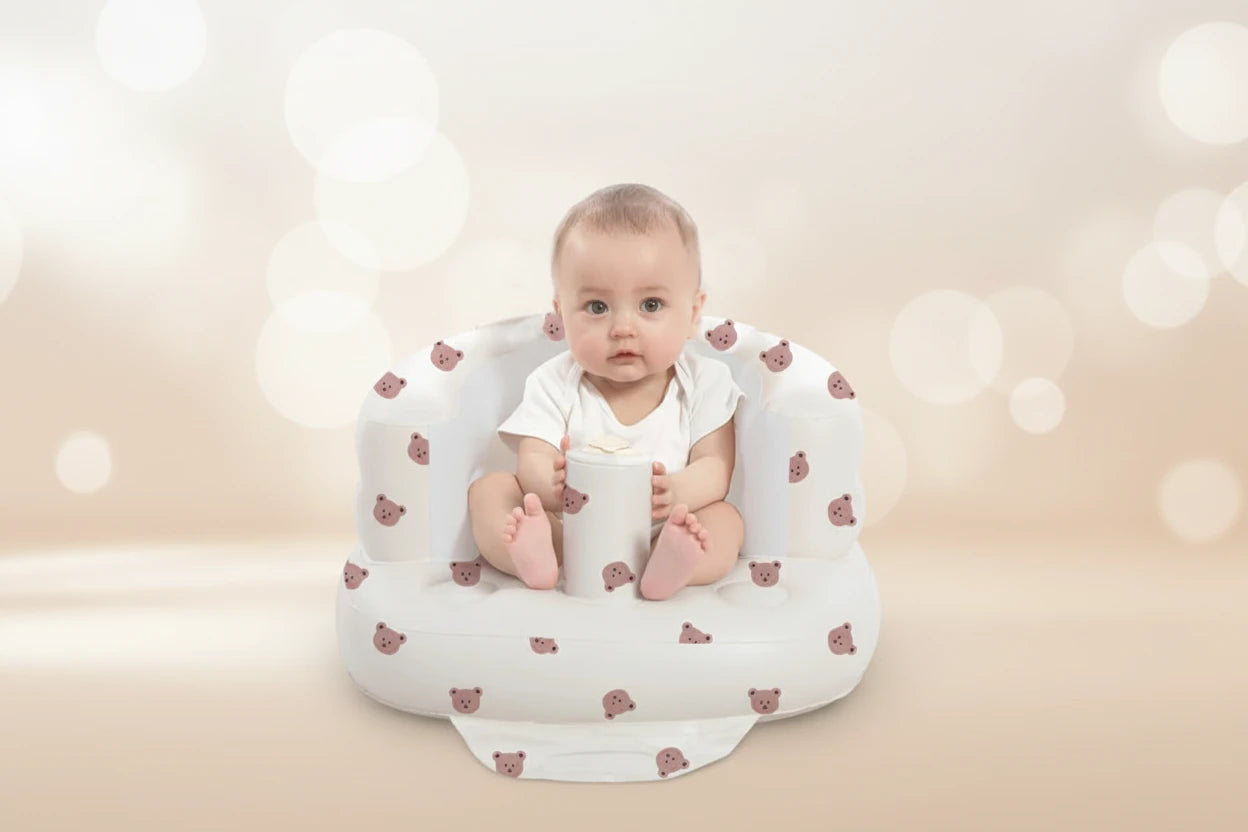 Inflatable Baby Seat for Babies 3-36 Months,Built in Air Pump Children Baby Sofa,Bumbo Seat for Learning to Sit,Feeding,Camping