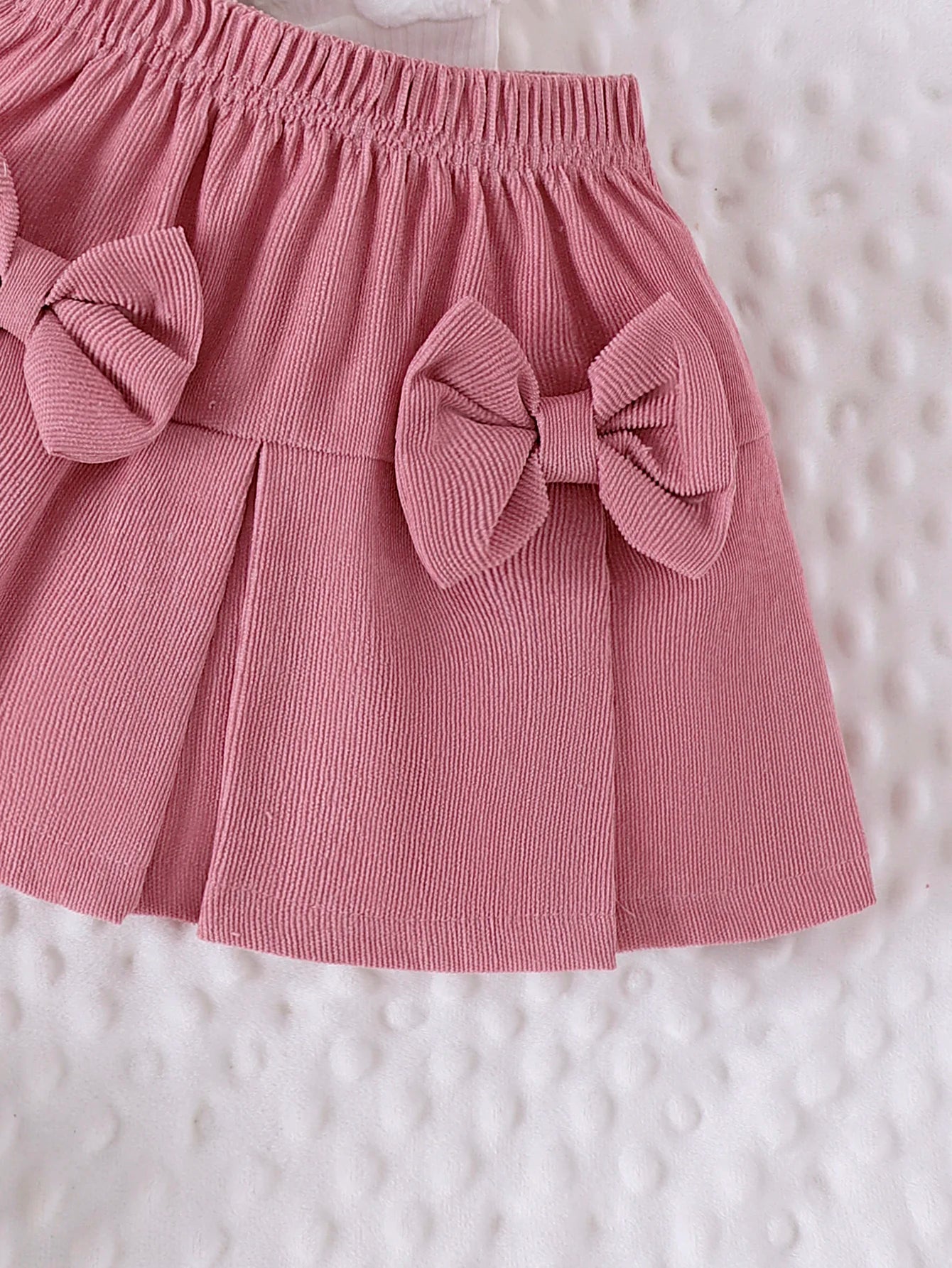 Winter 2PCS New Style For 0-3 Year Old Girls, Comfortable Sweet And Cute Bubble Sleeves, Love Chapter Top + Pink Short Skirt Set