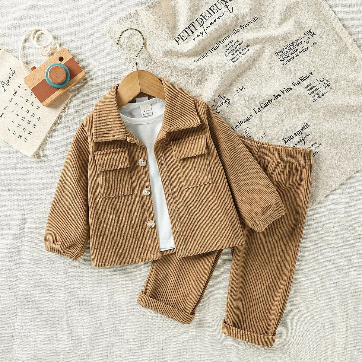 Baby Clothing Solid Set Autumn Winter New Baby Boy's Long Sleeve Suit Shirt Coat+Pant Cool 3-24M Two-piece ClothesSet