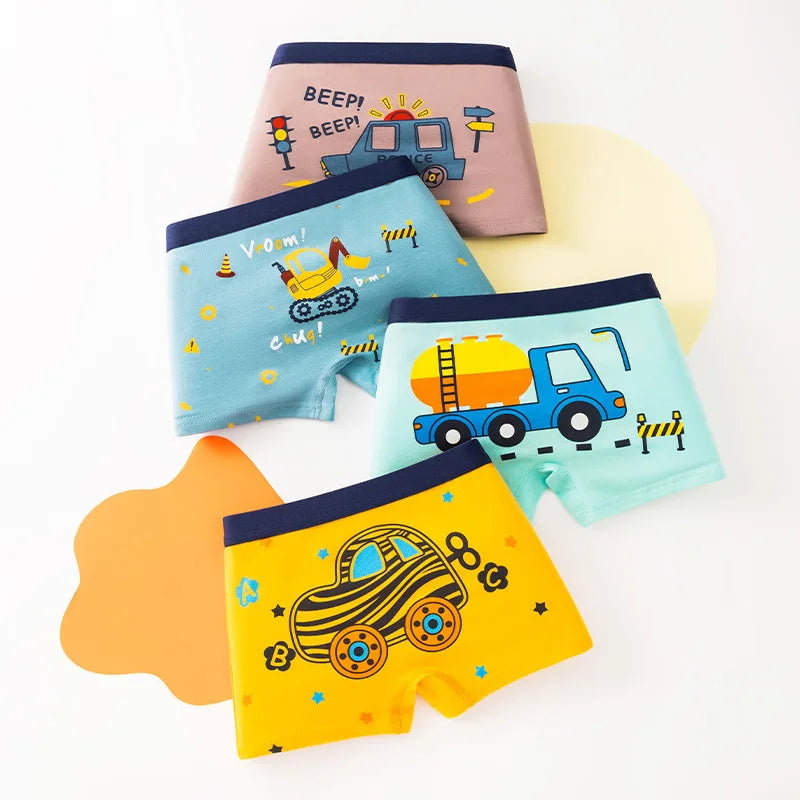 Children Panties Cotton Underwear For Boys 3-14 Years Breathable Kids Underpants Cars Patterns Cartoon Boy Boxer Brief