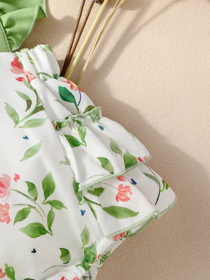 Baby Girls Sleeveless Print Flower rompers For 0-1Y baby newborn items Casual Jumpsuit +Headband