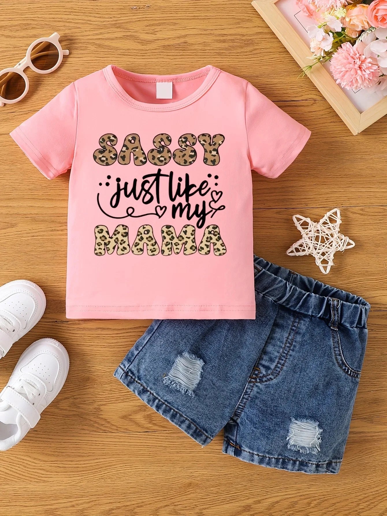 Aby Boys and Girls Summer Hot Painted Round Neck Short-sleeved Top Girls Just T-shirts. Shorts not included