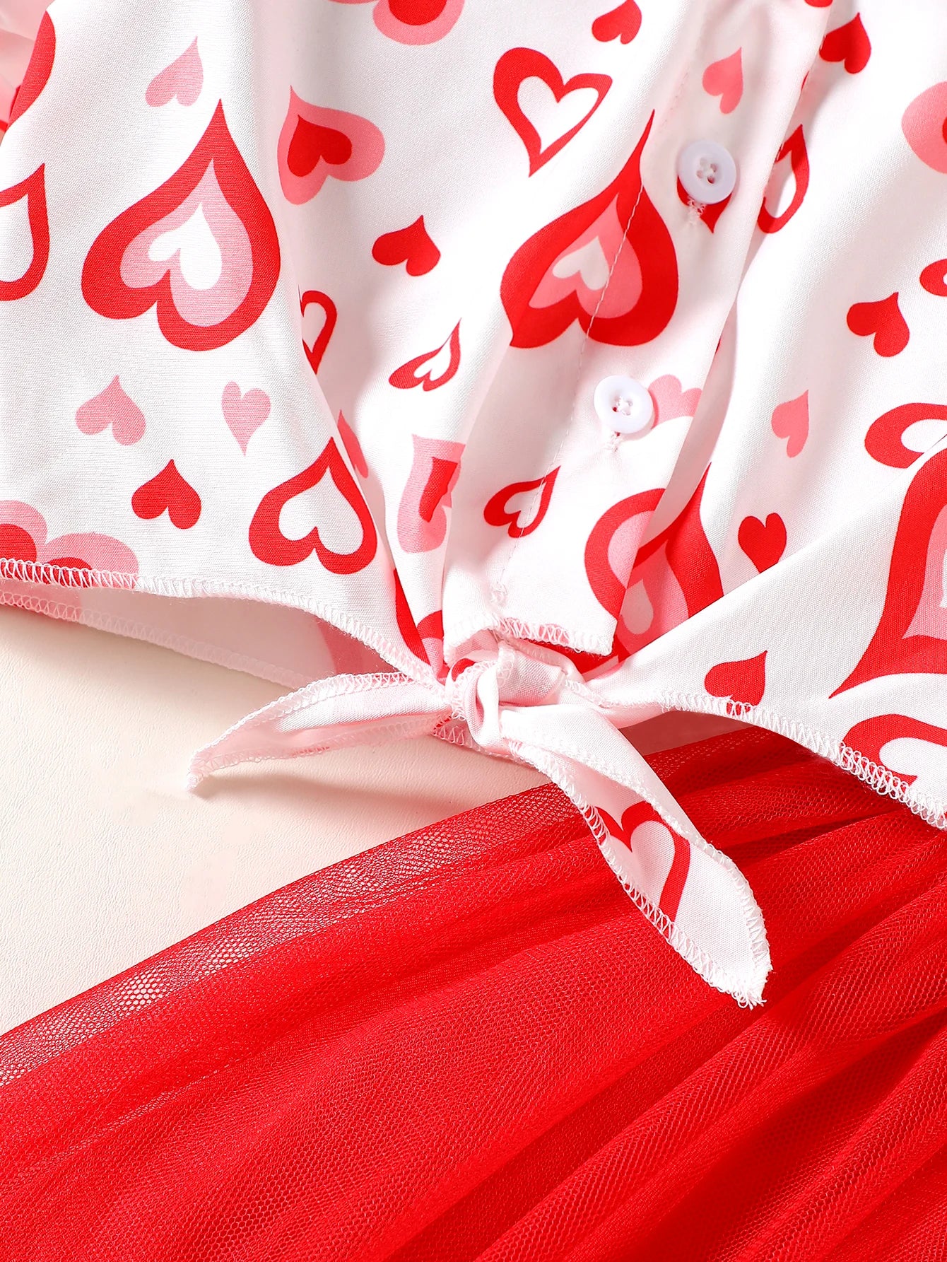 Summer Girls Clothing Set Heart-Printed Shirt Tops And Vest Dress 2-Piece Sets For Kids Girl 3-8 Y Valentine's Day Gift